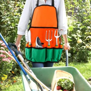 UKOKE 12-Piece Garden Tool Set – Aluminum Hand Tools with Ergonomic Handles, Includes Garden Canvas Apron with Storage Pockets – Heavy-Duty Gardening Kit for Men and Women, Perfect for Outdoor Use.