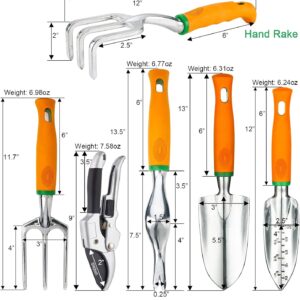 UKOKE 12-Piece Garden Tool Set – Aluminum Hand Tools with Ergonomic Handles, Includes Garden Canvas Apron with Storage Pockets – Heavy-Duty Gardening Kit for Men and Women, Perfect for Outdoor Use.